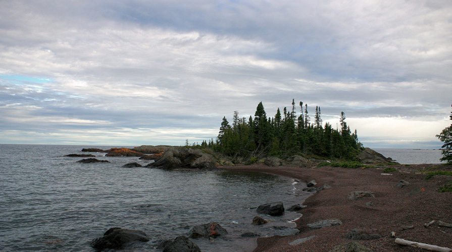 Tombolo campsite out on Michipicoten Island