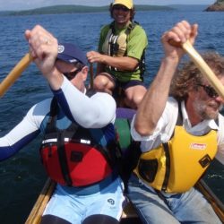 paddling the voyageur canoe on Lake Superior